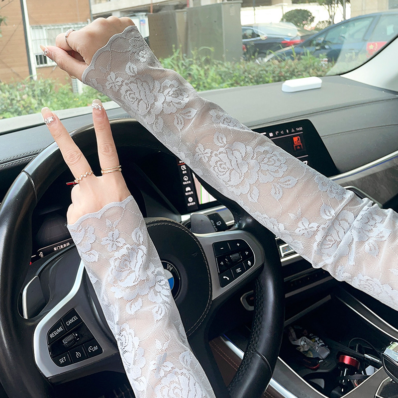 Manșon din dantelă poliester UV-protector pentru femei — subțire, respirabil, pentru utilizare în aer liber vara
