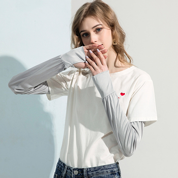 Mulberry šilko rankovė, saulės apsauga, kvėpuojanti, pusė piršto, ilga