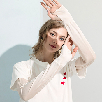 Mulberry šilko rankovė, saulės apsauga, kvėpuojanti, pusė piršto, ilga