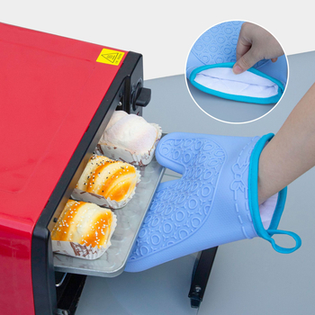 Силиконови изолиращи кухненски ръкавици, къси, антиплъзгащи, със сърцевидна шарка и памучна подплата