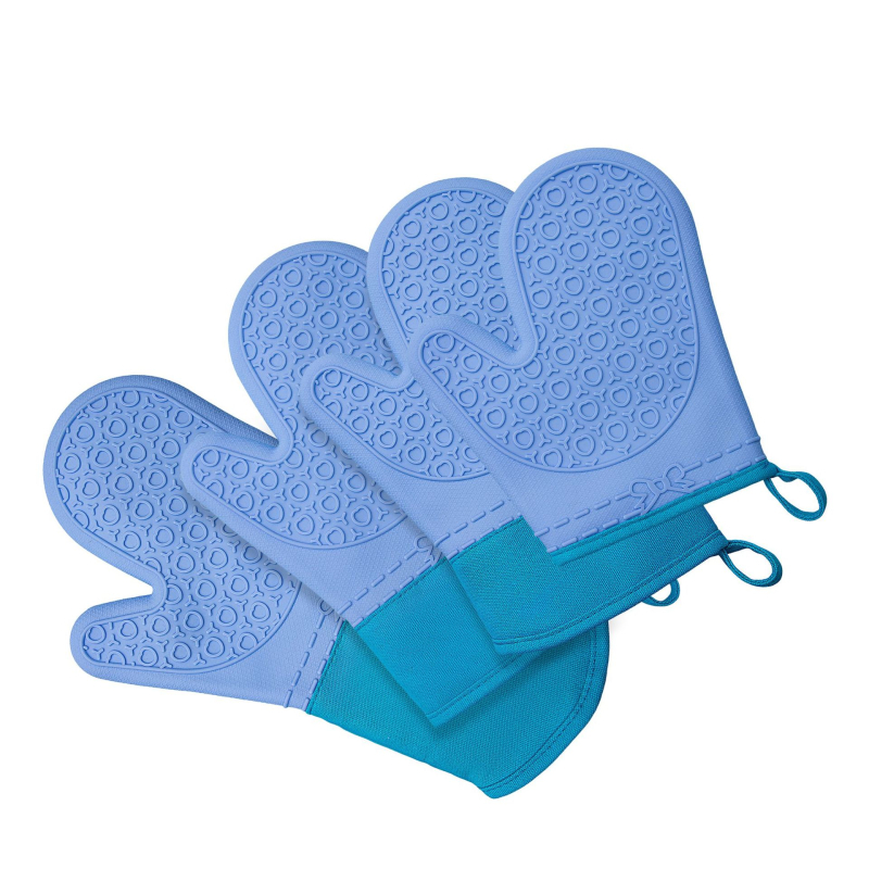 Μονωτικά γάντια κουζίνας από σιλικόνη, κοντά, με δύο δάχτυλα, αντιολισθητικά, μοτίβο καρδιάς και επένδυση από βαμβάκι