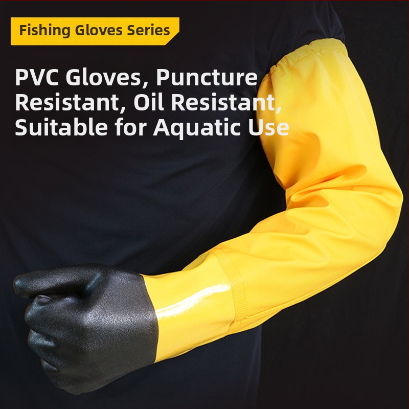 Priemyselné PVC rukavice, odolné voči olejom, približne 70 cm dlhé, opakovane použiteľné, pre akvakultúru a kopanie koreňov lotosu