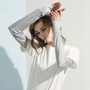 Μακριές μεταξωτές μανίκες προστασίας από τον ήλιο, με μισά δάχτυλα, διαπνέουσες, για οδήγηση (95-100% μετάξι)