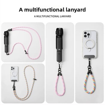 DJI Pocket3 lanyard pre crossbody, dlhý, dizajn 3 v 1, odnímateľný, polyesterové lano s kovovou sponou, unisex, tlač loga k dispozícii