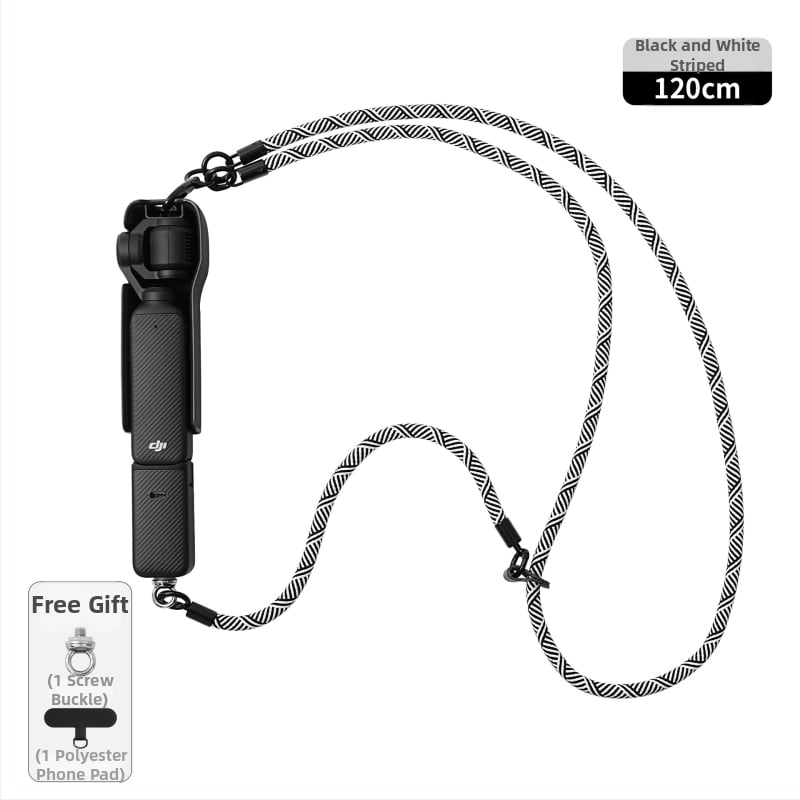 DJI Pocket3 lanyard pre crossbody, dlhý, dizajn 3 v 1, odnímateľný, polyesterové lano s kovovou sponou, unisex, tlač loga k dispozícii