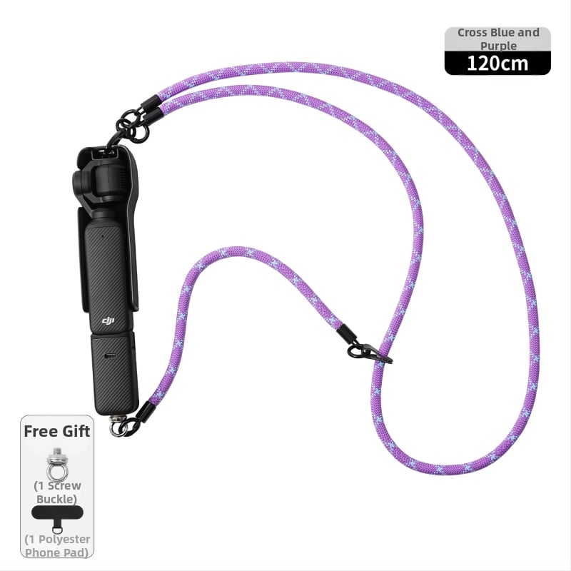 DJI Pocket3 lanyard pre crossbody, dlhý, dizajn 3 v 1, odnímateľný, polyesterové lano s kovovou sponou, unisex, tlač loga k dispozícii