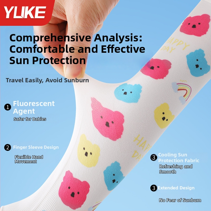 Detské vonkajšie rukávy z nylonu – unisex, vzor s rozbitými kvetmi, UV ochrana