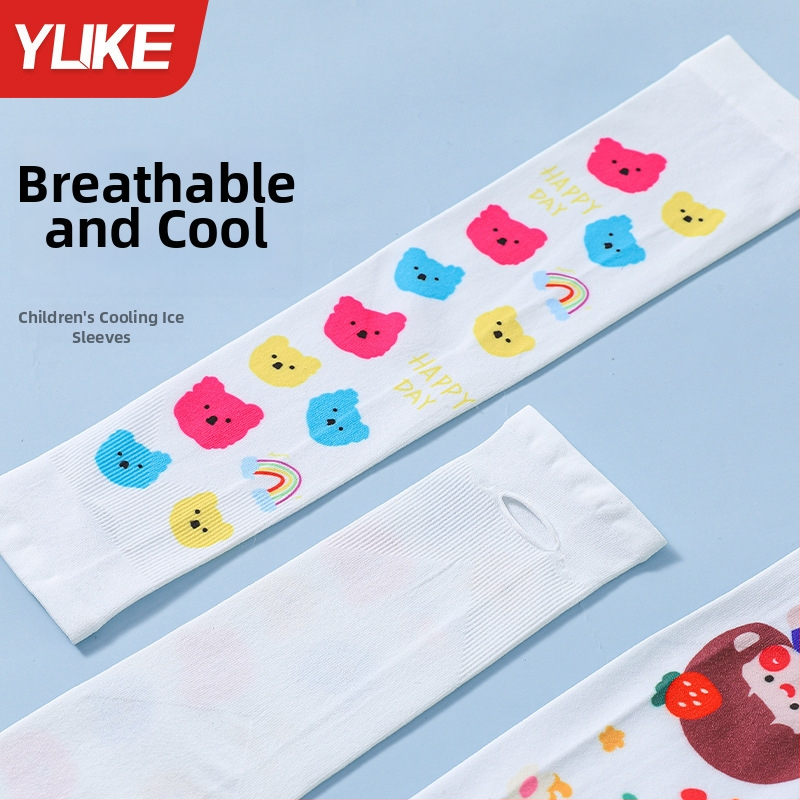 Bērnu āra neilona piedurknes – universālas, UV aizsardzība, raksts ar salauztiem ziediem