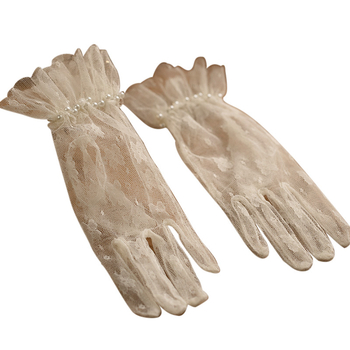 Menyasszonyi rövid háló kesztyű női, elegáns masnival, esküvői díszítő kiegészítő, egész éves viseletre