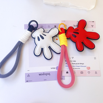 Rajzfilm Mickey Egér dizájnú telefonnyaklánc, PU bőr kulcstartóval és fonott zsinórral