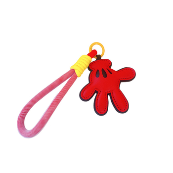 Rajzfilm Mickey Egér dizájnú telefonnyaklánc, PU bőr kulcstartóval és fonott zsinórral