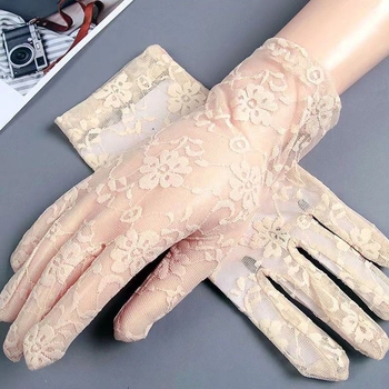 Nyári női csipkés UV-védelmi kesztyű, teljes ujjú, légáteresztő, csúszásmentes