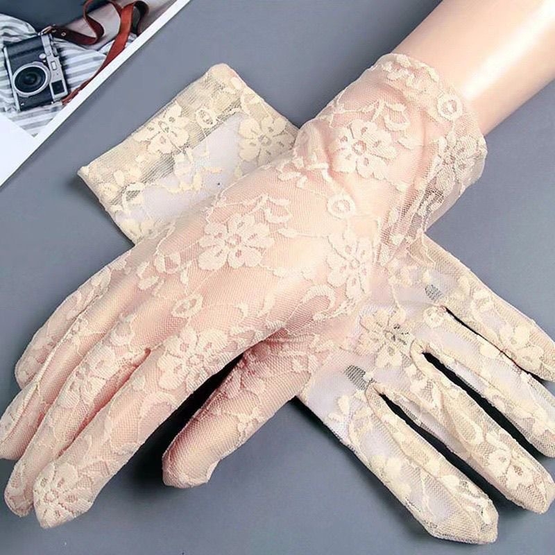 Nyári női csipkés UV-védelmi kesztyű, teljes ujjú, légáteresztő, csúszásmentes