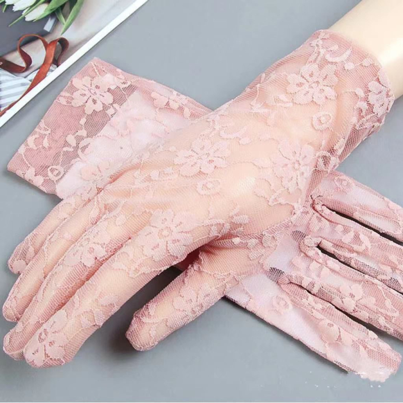 Nyári női csipkés UV-védelmi kesztyű, teljes ujjú, légáteresztő, csúszásmentes