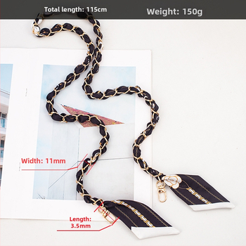 Телефонна презрамка с преплетен метален ланец, електроплакирана катарама и полиестерно въже