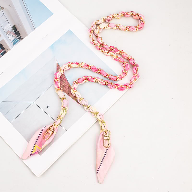 Телефонна презрамка с преплетен метален ланец, електроплакирана катарама и полиестерно въже