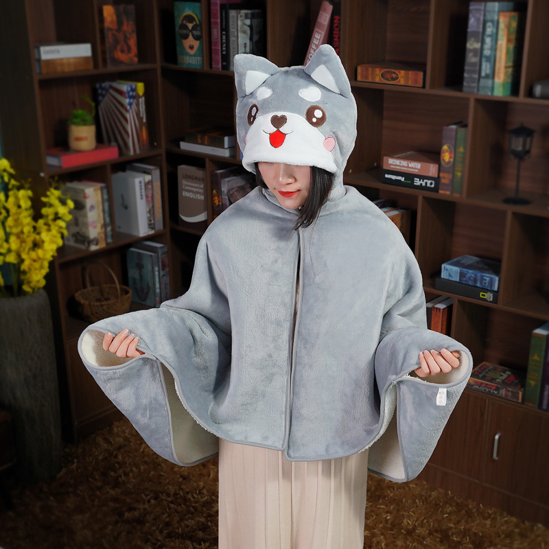 Детско офисно одеяло за почивка с пелерина, полиестер, тегло 300–500 g, карикатурен дизайн, за всички сезони