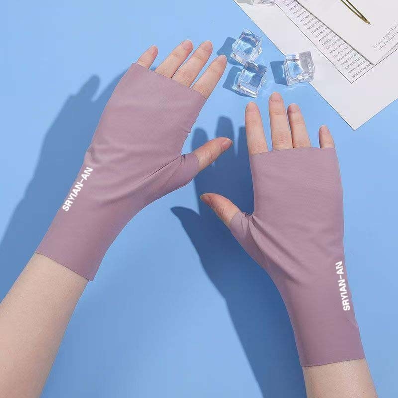 Női ice silk félujjas kesztyű UV védelem, egyszerű dizájn, ultra vékony, lélegző, érintőképernyős