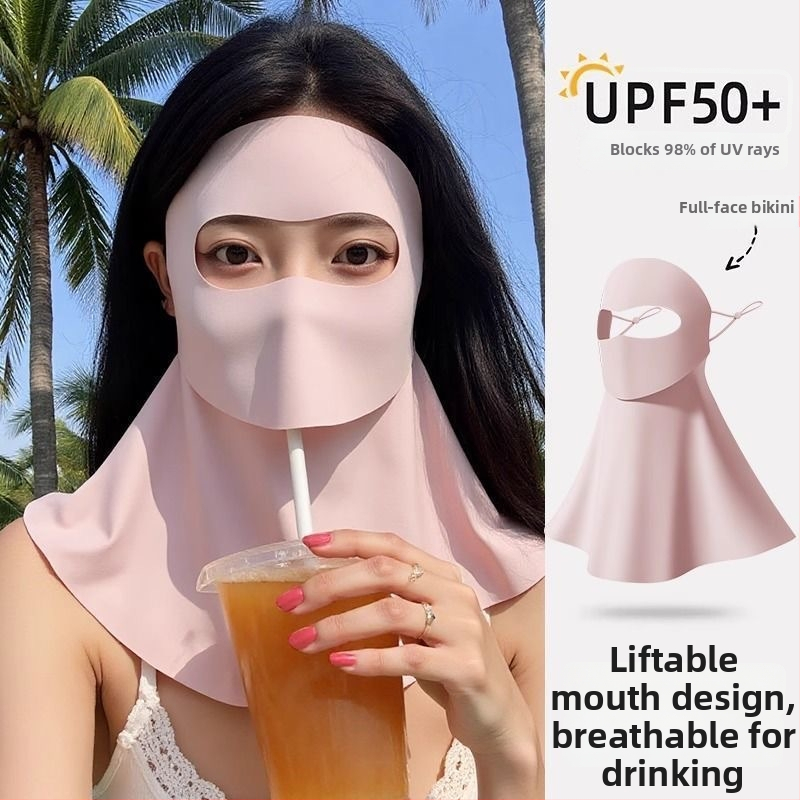 Maska s UV ochranou na celé tvár s krkom, priedušná ice-silk tkanina, odolná voči prachu