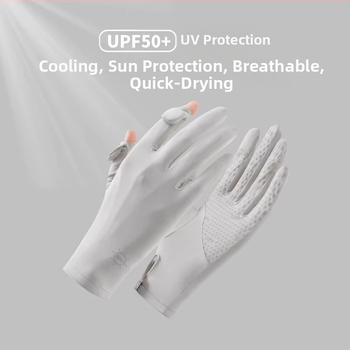 Női UV-védett kesztyű vezetéshez és kültéri kerékpározáshoz – légáteresztő Ice Silk nylon, érintőképernyő-kompatibilis