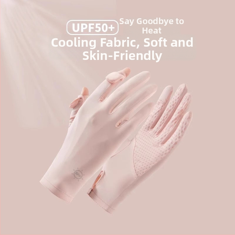 Női UV-védett kesztyű vezetéshez és kültéri kerékpározáshoz – légáteresztő Ice Silk nylon, érintőképernyő-kompatibilis