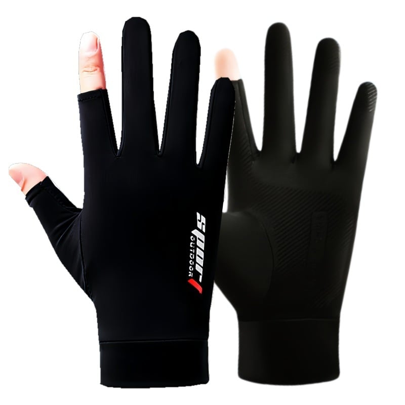 Félujjas napvédő kerékpáros kesztyű, Ice Silk és poliészter, csúszásmentes, 2023 tavasz