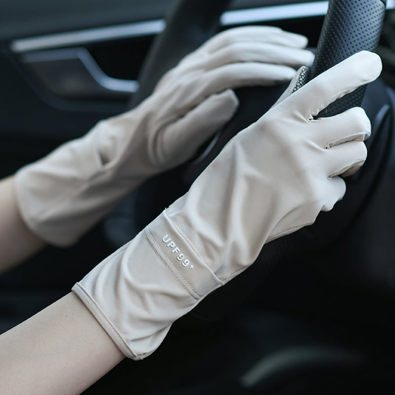 Dámske rukavice na šoférovanie s UV ochranou, dychajúci Ice Silk, tenké, celoprstové, s dotykovým ovládaním, protišmykové