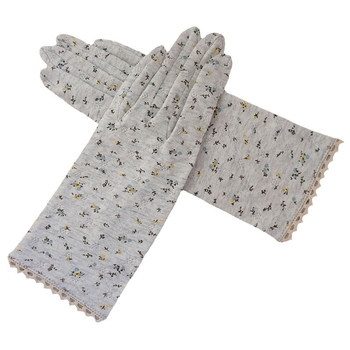 Дамски тънки памучни ръкавици за слънцезащита - японски стил, пасторално вдъхновение, пълни пръсти, 100% памук, памучна материя, пролет 2024