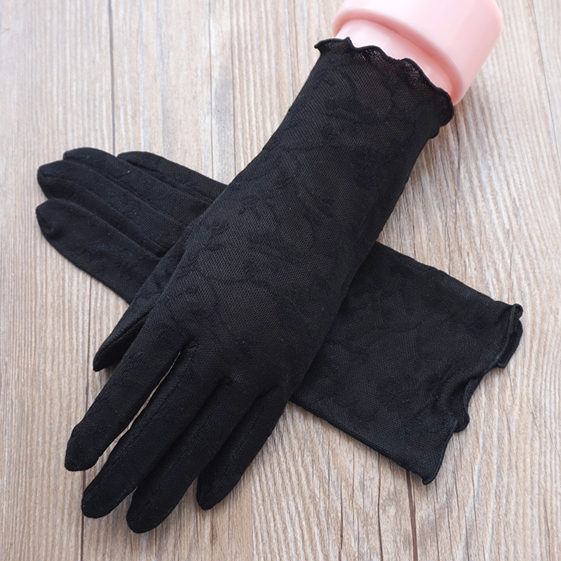 Дамски летни тънки дантелени ръкавици — дишаща жакардова мрежа, лека материя