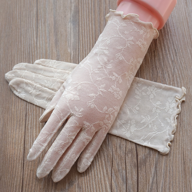 Дамски летни тънки дантелени ръкавици — дишаща жакардова мрежа, лека материя