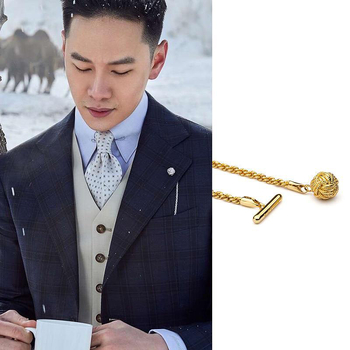 Κομψή καρφί για πέτο με αλυσίδα για τον γιαλαι, διακοσμητικό σχέδιο με λουλούδι, ανδρικό κοστούμι, πολυτελές αξεσουάρ (Υλικό: Χαλκός, Διαδικασία: Ηλεκτροπλατίωση, Λειτουργία: Πολυλειτουργικό, Τύπος: Καρφί για πέτο, Στυλ: Μοντέρνο καθημερινό)