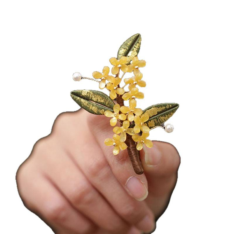 Καρφίτσα με μοτίβο Osmanthus, φλοράλ δάσος σε σχέδιο, αρχικός σχεδιασμός, εκτύπωση, μίγμα υλικών, διπλή χρήση, Άνοιξη 2025