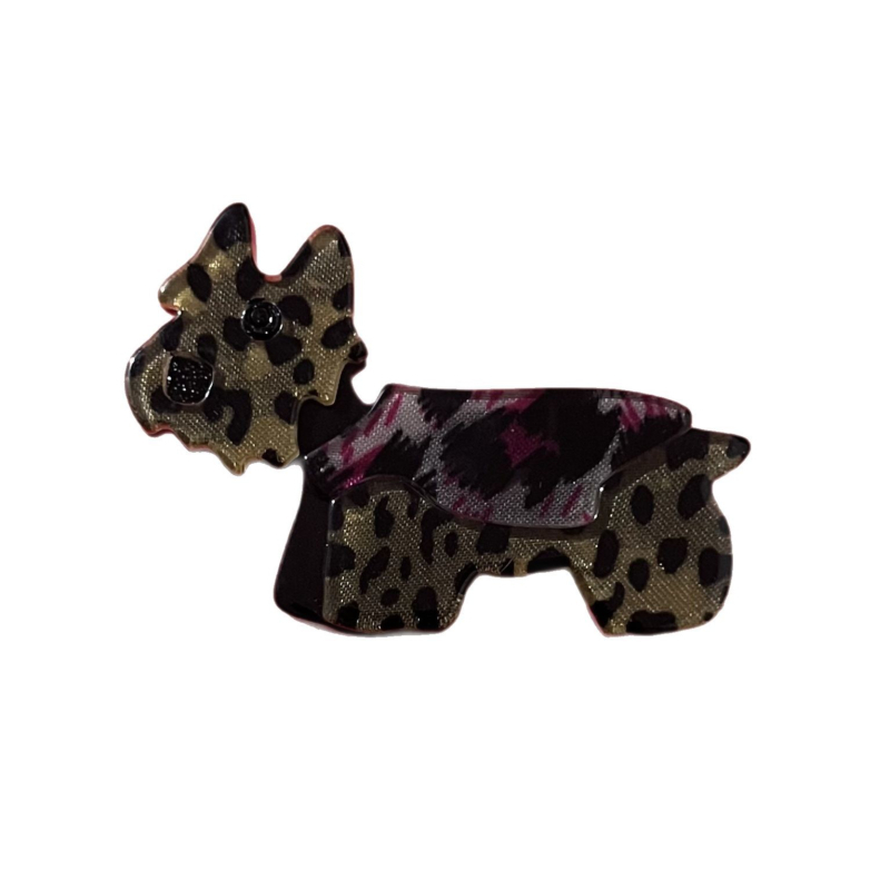 Akril Schnauzer kitűző, kézzel készített, rajzfilmszerű stílus, uniszex