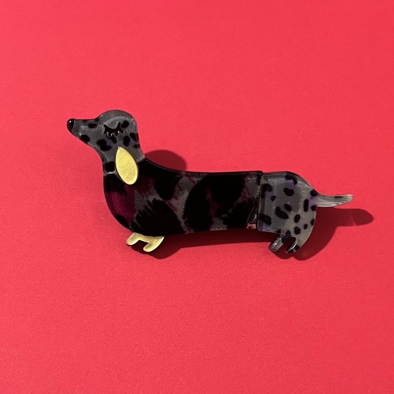 Akril Schnauzer kitűző, kézzel készített, rajzfilmszerű stílus, uniszex