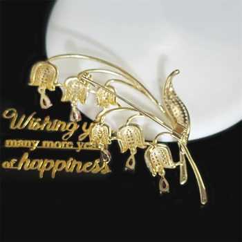 Κορσάζ με ζιρκόν σε σχήμα Lily of the Valley, Inlay τεχνική, Unisex