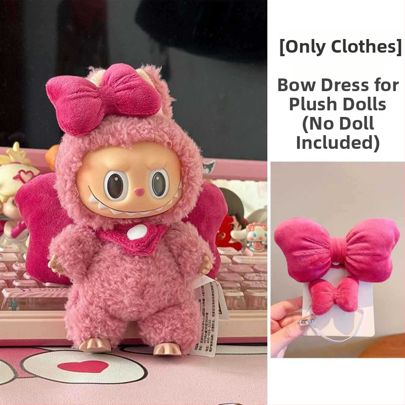 Roku darbs auduma leļļu apģērbs ar loku — apģēršanās aksesuārs mīkstajām lellēm