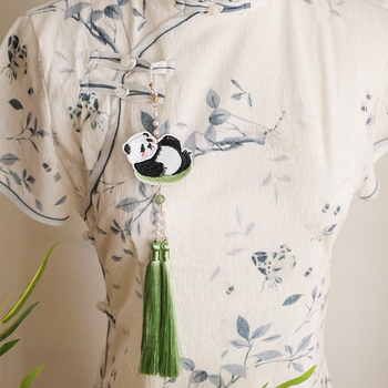 Ķīnas stila kakla izšuvuma uzlīme ar pūšļiem – sakausējums, retro stils, L2221-A, Pearl-in-Mouth, roku darbs