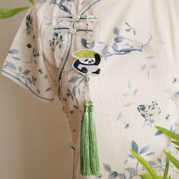 Ķīnas stila kakla izšuvuma uzlīme ar pūšļiem – sakausējums, retro stils, L2221-A, Pearl-in-Mouth, roku darbs