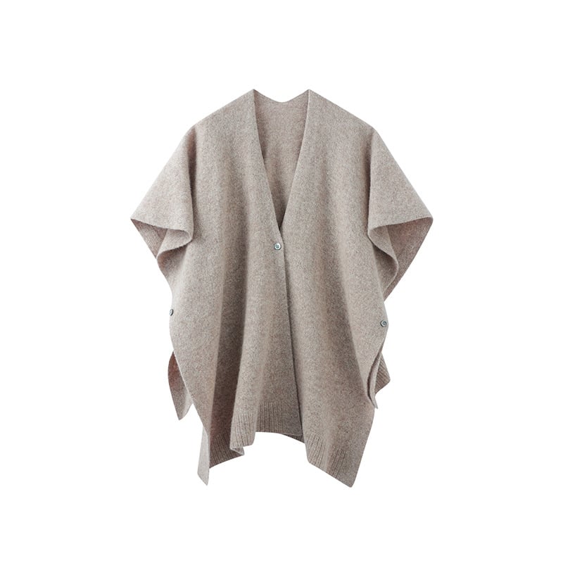 Πλεκτό τοπ-σαλ από μαλλί με V-λαιμό, κουμπί κλείσιμο, απλό πλέξιμο, ζεσταίνει το σώμα