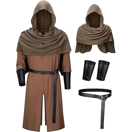 Viduslaiku renesanses cosplay komplekts — pirātu jūras karavīru šallrobe skatuves izrādēm; poliesters 90–95% un spandeks 30–50%; produkta kods 25gz6242; izlaidums 2025 vasarā; piemērots spēļu/anime lomu spēlei