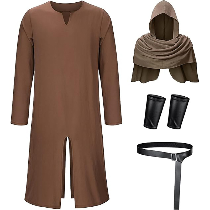 Viduslaiku renesanses cosplay komplekts — pirātu jūras karavīru šallrobe skatuves izrādēm; poliesters 90–95% un spandeks 30–50%; produkta kods 25gz6242; izlaidums 2025 vasarā; piemērots spēļu/anime lomu spēlei