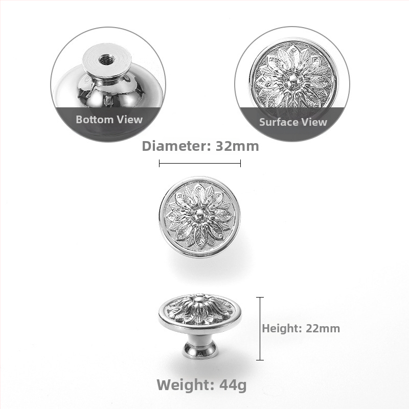 Skapja durvju rokturis ar rozes ziedu dizainu, franču stilā, vara materiāls, modelis 301