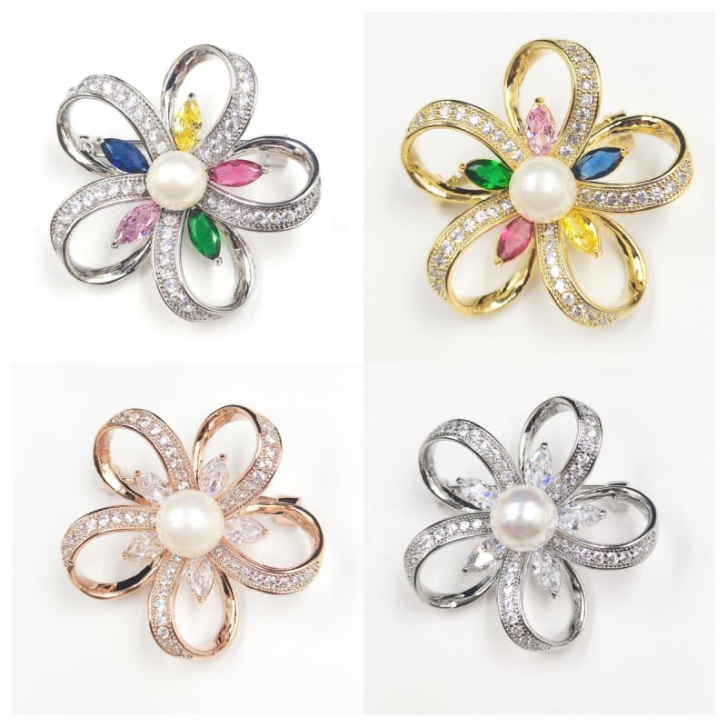 Καρφίτσα από χαλκό, γυναικείο αξεσουάρ σε κορεατικό στυλ με σχέδιο λουλουδιού πέντε φύλλα, ηλεκτροπλατιωμένη διακόσμηση (Υλικό: Χαλκός; Στυλ: Γυναικείο, Κορεατικό; Τύπος: Καρφίτσα; Επεξεργασία: Ηλεκτροπλατίωση; Λειτουργία: Διακόσμηση)