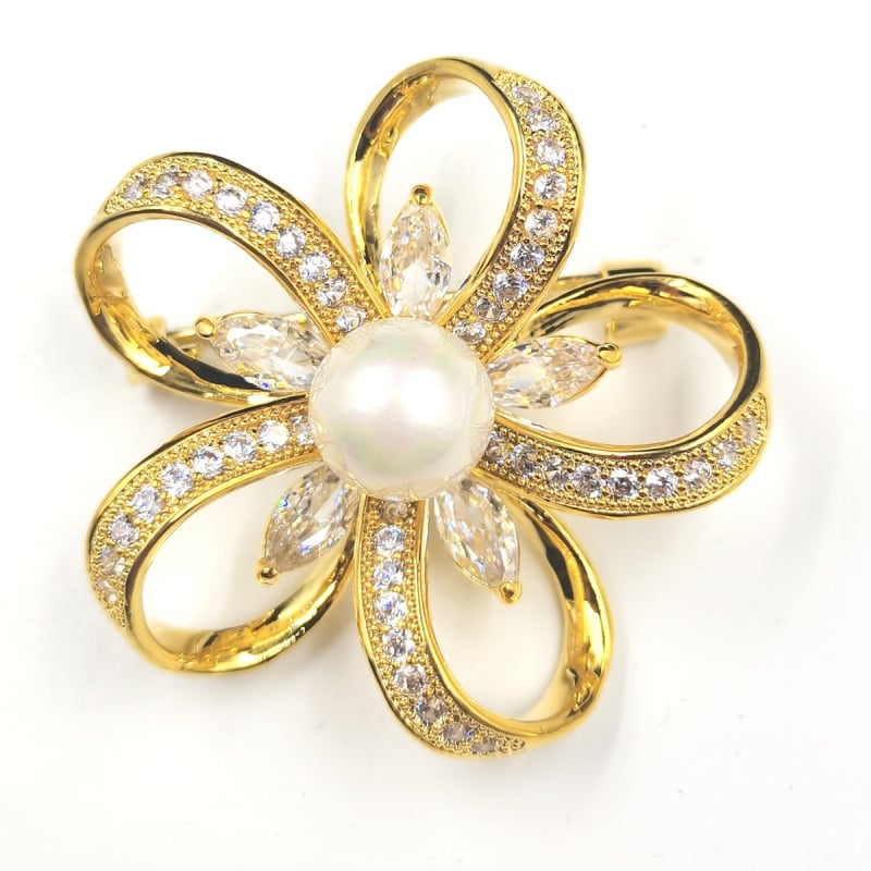 Καρφίτσα από χαλκό, γυναικείο αξεσουάρ σε κορεατικό στυλ με σχέδιο λουλουδιού πέντε φύλλα, ηλεκτροπλατιωμένη διακόσμηση (Υλικό: Χαλκός; Στυλ: Γυναικείο, Κορεατικό; Τύπος: Καρφίτσα; Επεξεργασία: Ηλεκτροπλατίωση; Λειτουργία: Διακόσμηση)