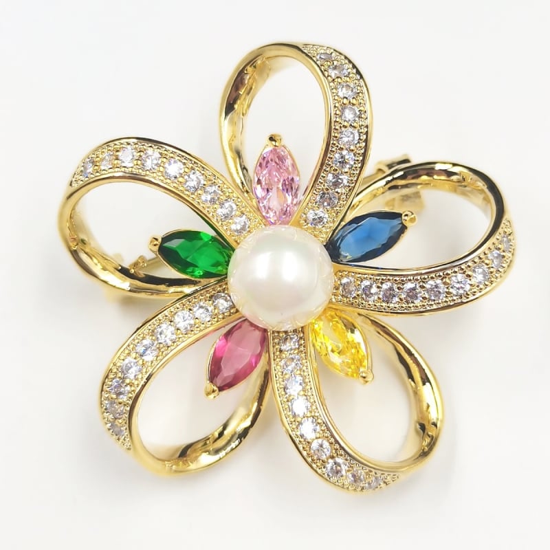 Καρφίτσα από χαλκό, γυναικείο αξεσουάρ σε κορεατικό στυλ με σχέδιο λουλουδιού πέντε φύλλα, ηλεκτροπλατιωμένη διακόσμηση (Υλικό: Χαλκός; Στυλ: Γυναικείο, Κορεατικό; Τύπος: Καρφίτσα; Επεξεργασία: Ηλεκτροπλατίωση; Λειτουργία: Διακόσμηση)