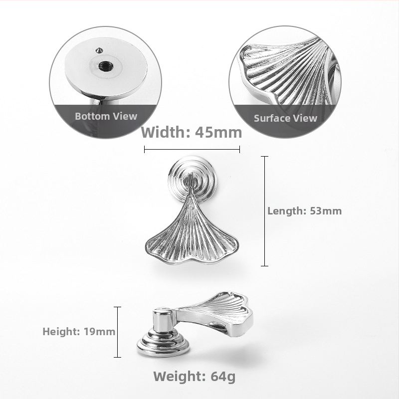 Mēdvas skapja durtiņu rokturis ar hroma pārklājumu rozes formā, modelis 301, Nu Sheng, mūsdienīgs minimālisms, viegls greznums