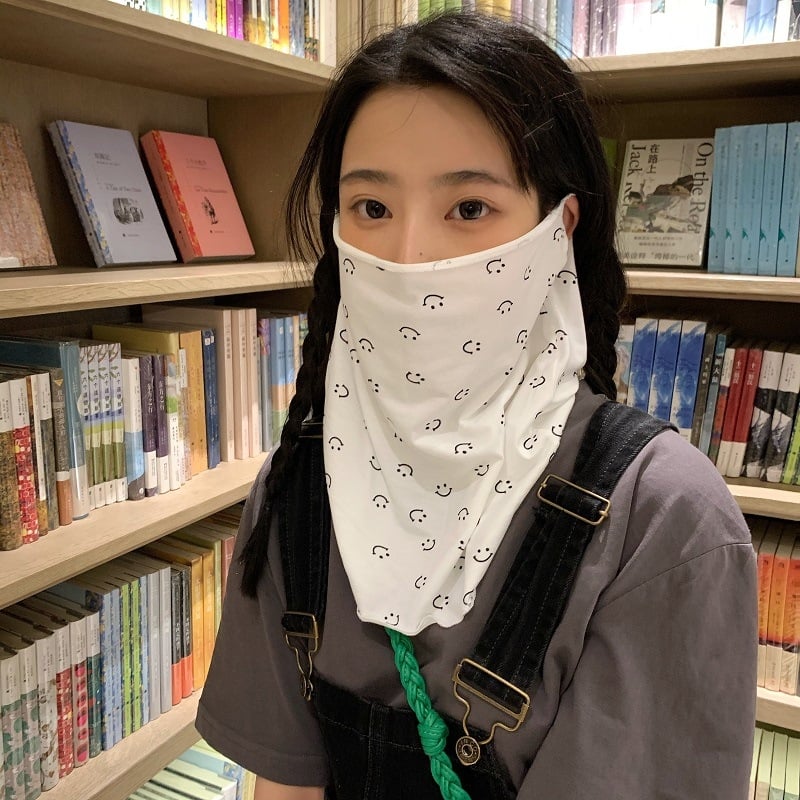 Prozračna pamučna maska za lice sa zaštitom od sunca i šalom za vrat