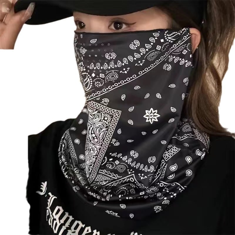 Maska za sunce s otvorima, s ušnim petljama za vožnju i motor, zaštita vrata, Ice silk tkanina, poliester, glavni materijal >96%