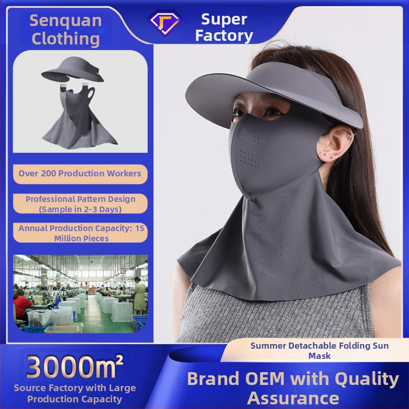 Maska za zaštitu od sunca cijelog lica za žene, najlon, bezšivna jednodijelna konstrukcija, s odvojivim zaštitnikom vrata, dvostrana