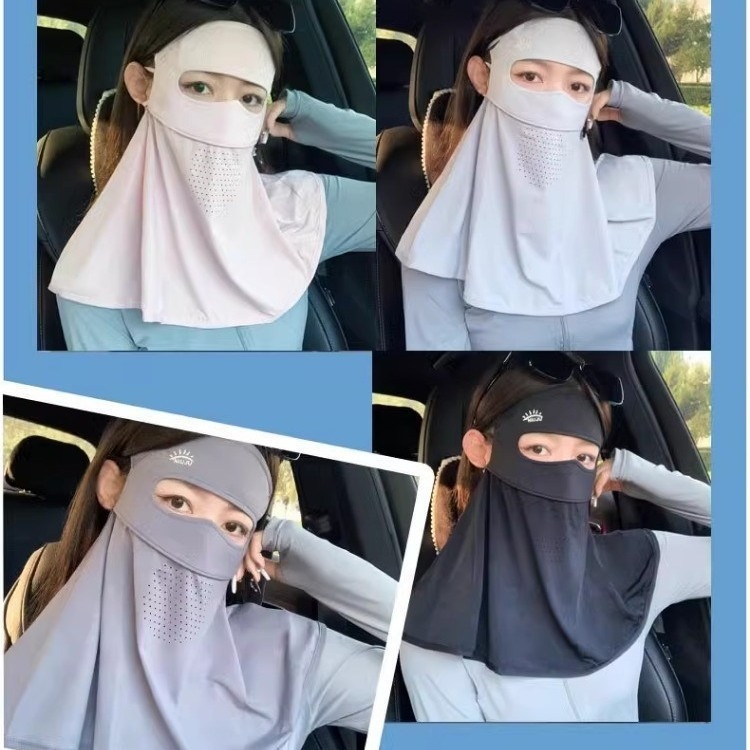 Maska za lice s potpunim pokrivenjem, zaštita od sunca i vrata, prozračna Ice Silk tkanina, poliester, za vožnju automobilom i vožnju biciklom